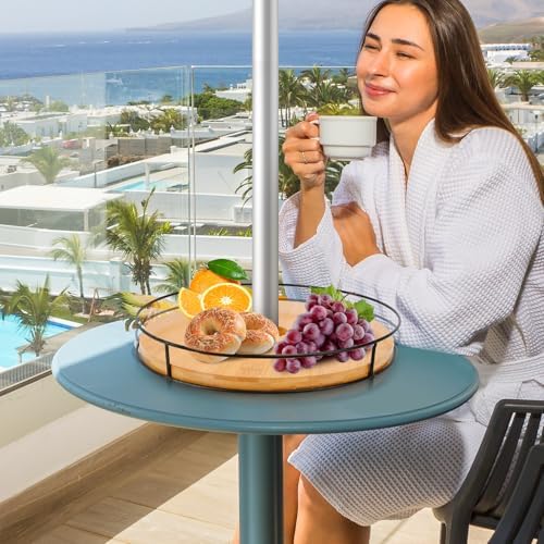 12" Lazy Susan with Umbrella Hole for Outdoor Patio Table - 360° Rotation Iron Turntable Organizer for Beach Umbrellas Patio Garden Swimming Pool - Image 7