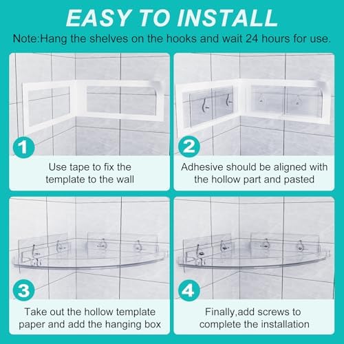Acrylic Corner Shower Shelves, Adhesive Shower Caddy Organizer for Bathroom Storage Home Decor, Clear Rustproof No Drilling Wall Shelf, 2-Pack - Image 6