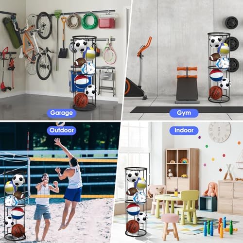 Garage Ball Storage Rack for Basketball & Soccer, Metal Wall-Mount - Image 6
