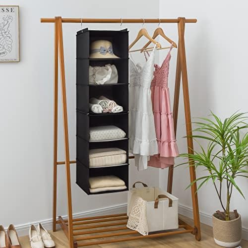 GRANNY SAYS 6-Shelf Hanging Closet Organizer, Foldable Storage, Black | Separable to 2 Pack 3-Shelf Hanging Shelves, No-Sag Support, Keeps Clothes Neat, Folds Flat, Fits RV, Dorm & Small Closets - Image 4