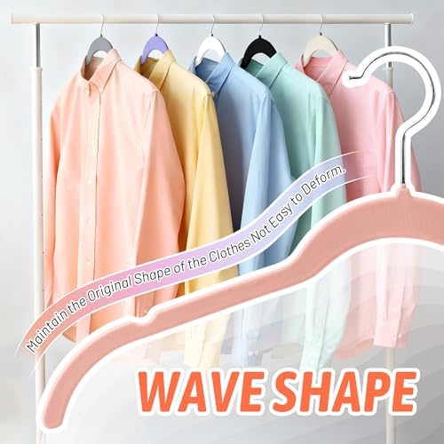 Sishynio Velvet Hangers 30 Pack, Non-Slip Slim Felt Hangers Multicolor | Space-Saving Closet Organization; Flocked Surface; 360° Swivel Hooks; For Shirts, Coats, Dresses, Blouses - Image 4