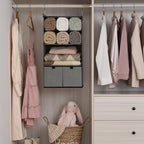 GRANNY SAYS 4-Shelf Hanging Closet Organizer with Drawer, Foldable Storage | Dividers Closet Hanging Organizer, No-Sag Support, Keeps Clothes Neat, Folds Flat, Fits RV, Dorm & Small Closets, Grey - Image 2