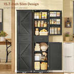 TEENFON Tall Storage Cabinet with 3 Door Shelves & 1 Drawer, Narrow Kitchen Pantry Cabinet for Living Room, Bathroom, Entryway, Black - Image 4