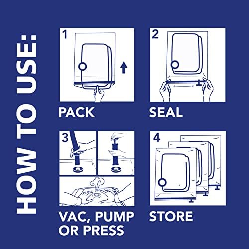 Hefty Shrink-Pak Starter Kit - 2 Large, 1 XL Cube, 1 Jumbo Vacuum Seal Storage Bag and Hand Pump – Space Saver Bags for Clothing, Pillows, Towels, or Blankets, 5 Pc Set - Image 4