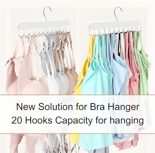 Resovo Bra Hanger for Closet, Tank Top Hanger 20 Hooks Capacity Foldable Wood Space Saving Hangers Closet Organizers and Storage for Dorm & Apartment for Tank Top, Bra, Scarf etc. - Image 2