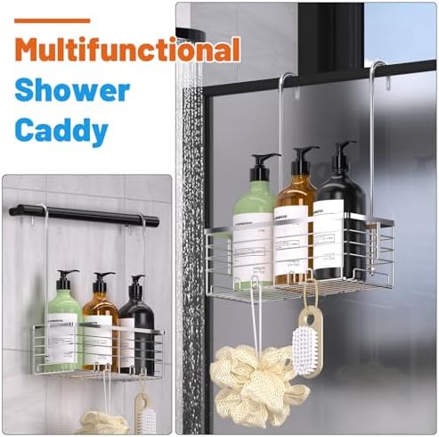 YUOROS 304 Stainless Steel Shower Caddy Hanging (Silver) - Image 2