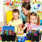 WILLBOND 12 Pcs Classroom Storage Caddies Stackable Utility Caddies with 4 Compartment Plastic Caddy with Handle Portable Storage Bins Organizers for Kids Schools Art Craft Supplies - Image 2