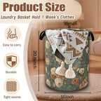 Vintage Rose Flower Laundry Hamper,Retro Floral Collapsible Laundry Baskets Waterproof Oxford Cloth With Handles,Clothes Storage Bucket Toy Organizer For Bathroom/Nursery/Bedroom 16" x 20.8" - Image 2