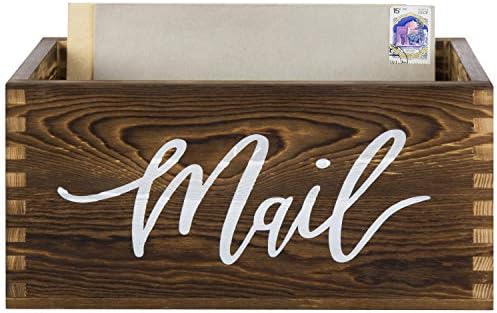 MyGift Rustic Brown Wood Mail Holder, Desktop Organizer with MAIL Design - Image 6