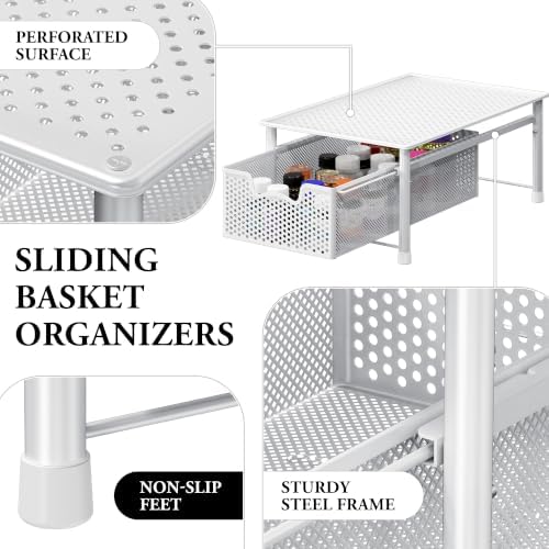 Simple Houseware Stackable Cabinet Basket Drawer Organizer, White - Image 4
