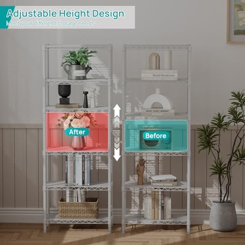 SINGAYE 6 Metal Shelves Wire Shelving Storage Shelf Adjustable Unit Pantry - Image 4