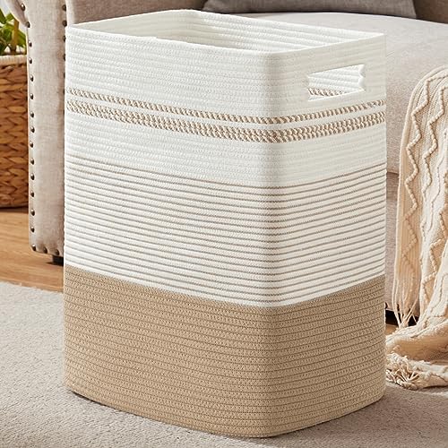 80L Large Cotton Rope Laundry Basket for Bedroom & Laundry Room, Tall Clothes Hamper with Sturdy Handles, Neutral Storage Bin Capable of Holding Blankets and Toys by SIXDOVE