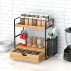 LEMIKKLE Bathroom Counter Organizer with Drawer and Basket,Wood Countertop Organizer for Bathroom Decor Makeup Tray for Perfume Skincare Bedroom Kitchen Corner - Image 6