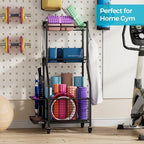Sports Equipment Storage Rack with Wheels, 3-Tier Ball Organizer - Image 4