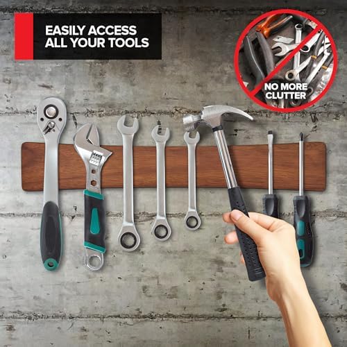 16 Inch Acacia Wood Magnetic Knife Holder with Multipurpose Use, Magnetic Knife Holders for Kitchen, Wooden Knife Rack, Magnet Strips for Knives & Metal Utensils, Tool Holder, Art Supply Organizer - Image 5