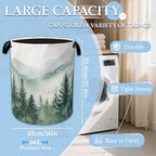 Misty Forest Large Storage Basket Collapsible Laundry Basket Oxford Storage Bin for Gift Baskets Bedroom Clothes Hamper 16" X 20.8" - Image 2