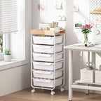 SYKIARIOL 6 Drawer Rolling Cart for Craft Storage,Utility Drawer Cart,White - Image 2