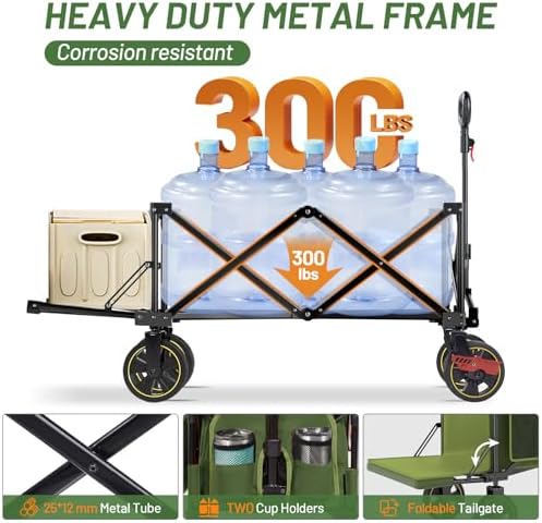 Timber Ridge 49" Extra Long Collapsible Folding Wagon with Tailgate&Brakes - Image 4