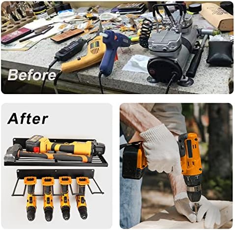 UU-Major Power Tool Organizer with Charging Station,Drill Holder Wall Mount,Garage Storage Shelves for Organization and Storage,Heavy Duty Pegboard Wall Organizer Set Solid Metal Black… - Image 6