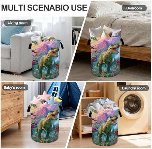 Dinosaurs Animal Laundry Basket Storage Bin Foldable Laundry Hamper Clothes Storage Bucket Organizer 19.6x15.7 Inch For Laundry Room/Bedroom/Bathroom - Image 6