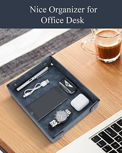 CASIRENA Faux Leather Valet Tray Organizer for Men - Catch-All Tray for Entryway Table Key, Wallet, Watch, Coin Change, Phone, Dresser EDC Dump Jewelry, Bedside Nightstand Desk-top - Image 5
