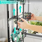 HapiRm 5 Tier Over the Door Shower Caddy, Hanging Shower Caddy with 28 Hooks and 2 Toothbrush Holders, No Drilling Adjustable Hanging Bathroom Organizer - Black - Image 2