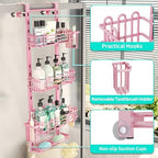 HapiRm Hanging Shower Caddy Organizer - Shower Shelf with 22 Hooks and 2 Toothbrush Holders, No Drilling Adjustable Hanging Bathroom Organizer - Pink - Image 3