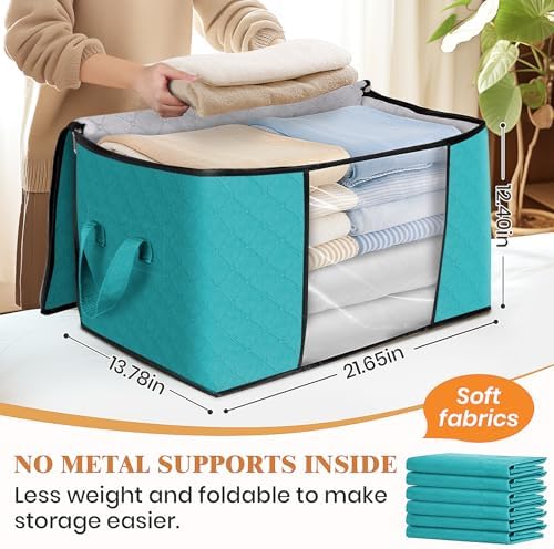 Fab totes 4 Pack Storage Bags for Clothes Blanket Storage Bins with Lids | Foldable Closet Organizers with Zippers,Window and Handles,Fabric Storage Bins for Sweater,Comforter,Bedding,Dorm essentials - Image 2