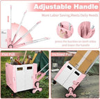 FELICON Folding Climber Utility Cart Rolling Crate Tote Handcart-Pink White - Image 2