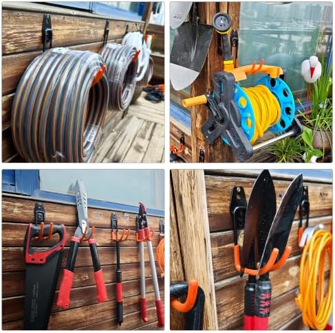 3-H Heavy Duty Garage Wall Hooks 20 Pack, Anti-Slip PVC Coating Wall Mount Garage Storage Utility Hooks, Heavy Load Organizer for Ladders, Yard Tools, Shovel, Weed Eater, Hoses & Bulk Items,Orange - Image 5