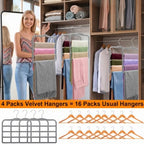 Velvet Pants Hangers Space Saving, 4 Pack Non Slip Closet Organizer | Reinforced Plastic Hangers For Jeans, Leggings And Scarves, Perfect For Apartments, Dorm Rooms, Small Closets And RV Storage - Image 4