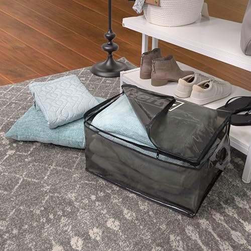 Hefty Large Flexible Tote with Breathable Mesh, Double Zipper, 2 Handles – Ideal for Moving or Clothes & Apparel Storage, Alternative to Plastic Bin, Organizer or Container – 4 Pack - Image 4