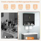 Wall Mounted Cabinet with Towel Bar & Shelves for Kitchen Bathroom - Image 6