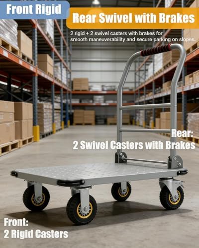 1800LBS Platform Truck, 36"x24" Foldable Flatbed Cart for Garage Warehouse - Image 5