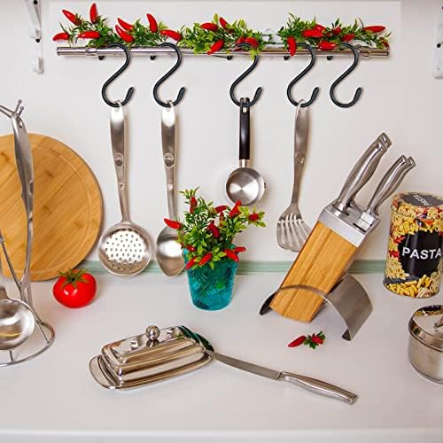 DINGEE 30 Pack Vinyl Coated Heavy Duty S Hooks for Hanging Plants, Clothes, Non Slip Steel Metal Black Rubber Coated Closet S Hooks for Hanging Jeans, Jewelry, Pot, Pan - Image 5