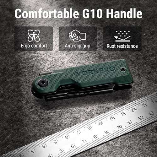 WORKPRO Folding Utility Knife, G10 Handle, Green - Image 2