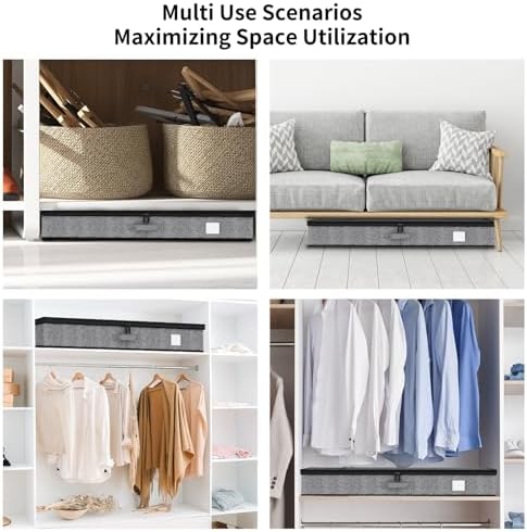 Under Bed Storage Containers 4 Pack Reinforced Underbed Organizer Box | Reinforced Sidewalls and Bottom, Low-Profile Design Below 4.5in, for Clothes and Linens, Under-Bed Storage - Image 7