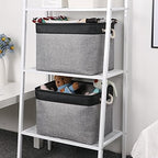 Bidtakay Fabric Storage Baskets with Handles [2-Pack] Large Canvas Organizer 16" X 11.8" X 11.8" Foldable Tall Baskets Rectangular Gift Basket Decorative Storage Bins for Closet, Home(Black&Grey) - Image 4