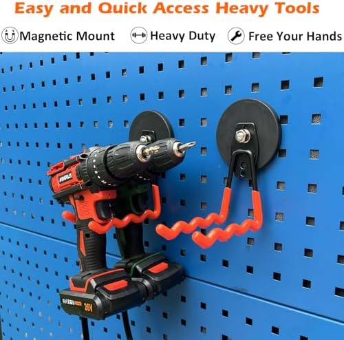 MUTUACTOR 2Packs Large Capability Heavy Duty Magnetic Hooks, Strong Magnet Hooks for Hanging Power Tools, Grill Utensils, Impact Drivers - Image 4