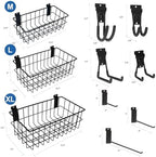 NeatiEase 29 PCS Slatwall Accessories Kit for Garage Rooms Shops Storage, Slat Wall Accessory Includes 3 Pack Slatwall Baskets Set and 26 PCS Multisized Heavy Duty Slatwall Hooks - Image 2