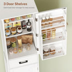 TEENFON Tall Storage Cabinet with 3 Door Shelves & 1 Drawer, Narrow Kitchen Pantry Cabinet for Living Room, Bathroom, Entryway, White - Image 6