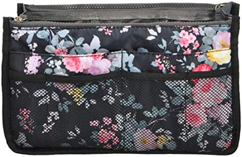 Vercord Purse Organizer Insert for Handbags Bag Organizers Inside Tote Pocketbook Women Nurse Nylon 13 Pockets Peony Flowers Medium by Vercord