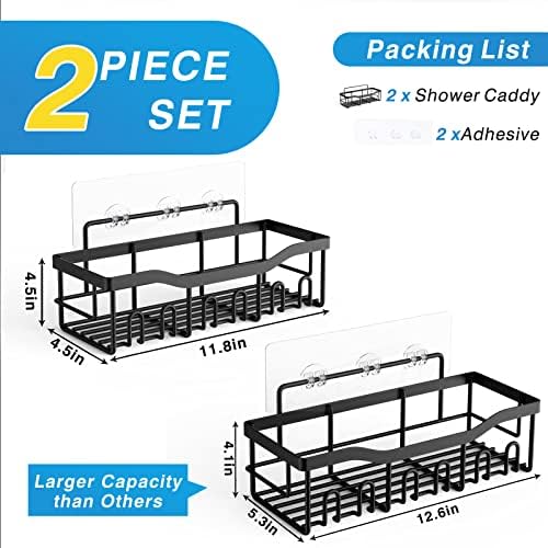 Shower Caddy 2 Pack,Adhesive Shower Organizer for Bathroom Storage&Home Decor&Kitchen organizers and storage,No Drilling,Large Capacity,Rustproof Stainless Steel Bathroom Organizer,Bathroom Decor Sets - Image 7