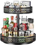 2 Tier Lazy Susan Organizer - Adjustable Rotating Spice Rack 12 inch by OVICAR