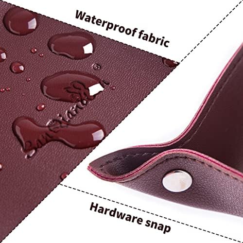 Leather Jewelry Valet Tray for Women and Man, Portable Entryway Table Tray Bedside Nightstand Desk Tray Small Catchall Travel Dish Plate for Key,Wallet,Watch,Coin(8x8, Deep Brown-B) - Image 3