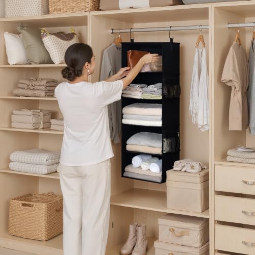 StorageWorks Hanging Closet Organizer for Small Closets, 5 Shelf | Add More Storage to Small Closets with 5 Reinforced Shelves, Perfect for Bedroom, Dorm and RV, Black - Image 2