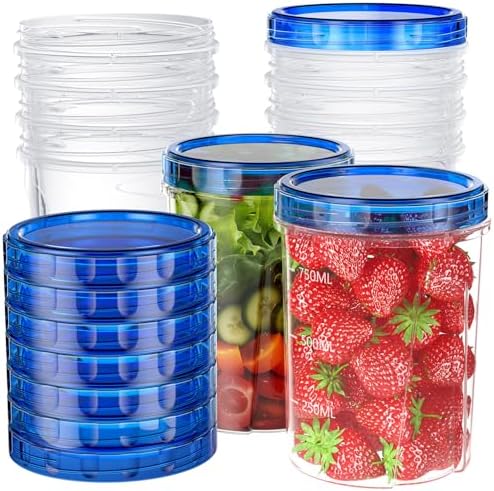 10 Pack-32 OZ Freezer Storage Containers, Small Plastic Food Storage Containers with Twist Top Lids, BPA Free and Reusable Meal Prep Containers Microwave/Dishwasher Safe by HelpYouSaveMoreSpace