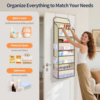 Yecaye Over The Door Organizer, Heavy Duty Hanging Organizers and Storage with 4 Large Capacity Pockets, Swing-Proof Behind The Door Storage for Bathroom Nursery Bedroom Dorm Closet, Beige,1Pc - Image 4