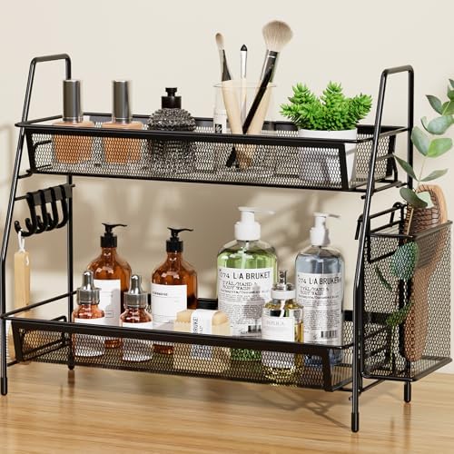VITVITI 2 Tier Bathroom Countertop Organizer, Vanity Storage Shelf, Black by VITVITI