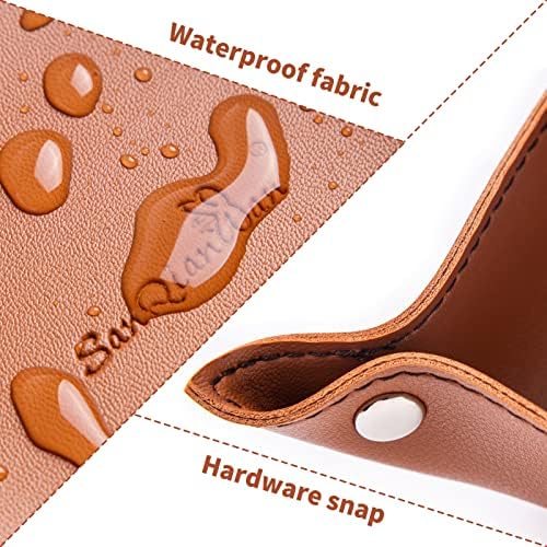 Leather Jewelry Valet Tray for Women and Man (2PCs Brown-B) - Image 3